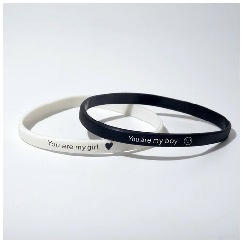 фото Силиконовый браслет "неразлучники" boy and girl, набор 2 шт, цвет бело-чёрный барсоня