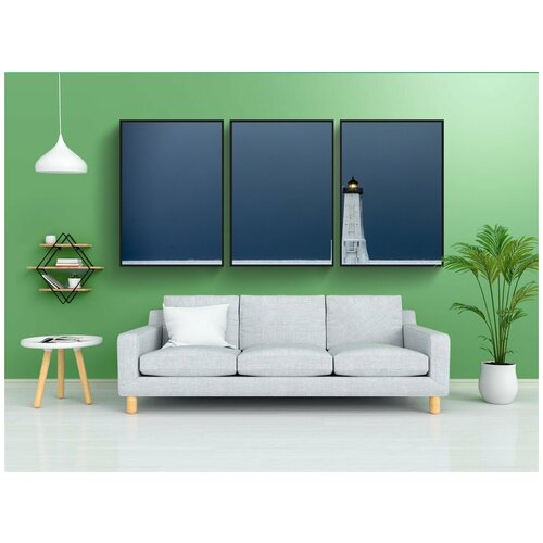 фото Набор модулных постеров для интерьера "маяк, лед, зима" 60x90 см. в тубусе, без рамки lotsprints