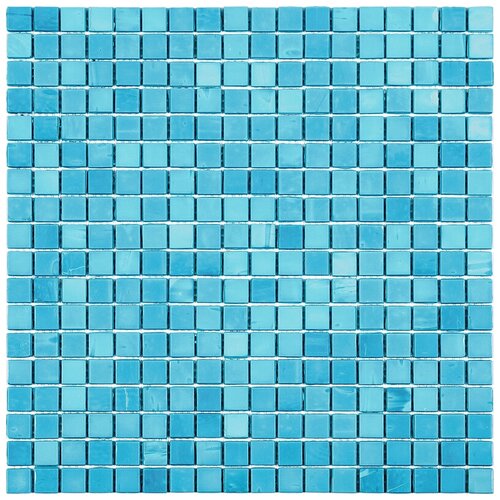 Мозаика одноцветная чип 15 стекло Alma N13 голубой квадрат глянцевый