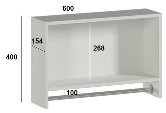 Шкаф подвесной со штангой для полотенец, с дверцами, белый, 60 х 17,4 х 40 см - фотография № 6