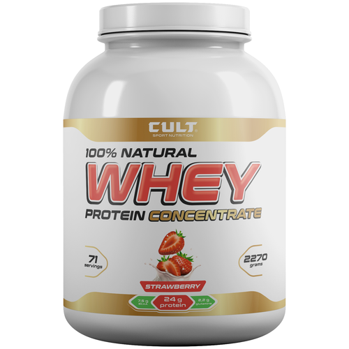 Протеин Cult Whey Protein 80, 2270 гр., клубника протеин cult whey protein 80 2270 гр банан