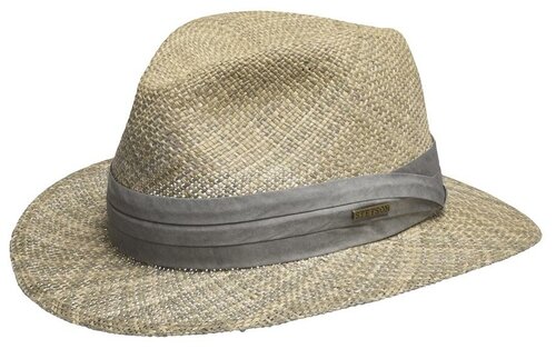 Шляпа федора STETSON летняя, солома, размер 57, бежевый