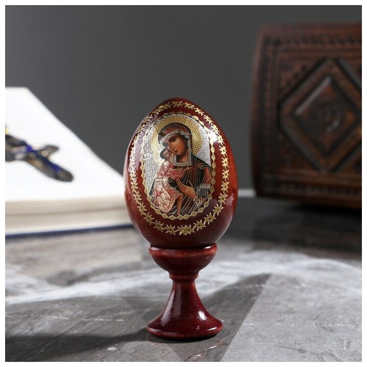 Яйцо сувенирное "Богоматерь Феодоровская", на подставке 694379 - фотография № 5