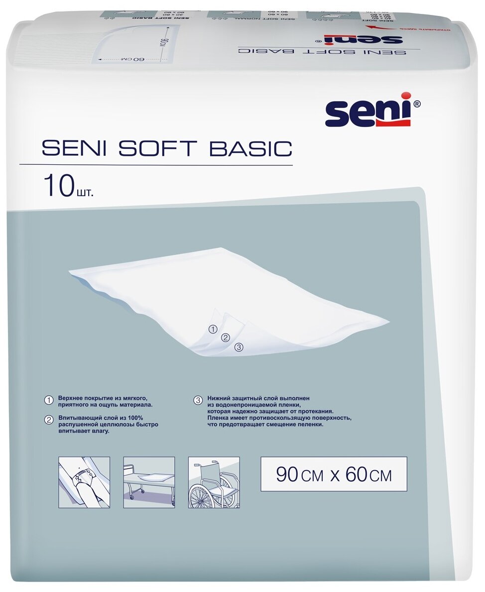 Пеленки (простыни) впитывающие одноразовые "seni": пеленки seni soft basic 90 x 60 см по 30 шт ООО Белла - фото №2