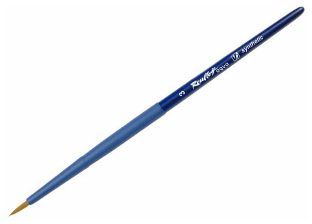 Кисть Roubloff Кисть синтетика (коричн.) круглая №3 ROUBLOFF Aqua Blue короткая ручка обойма soft-touch
