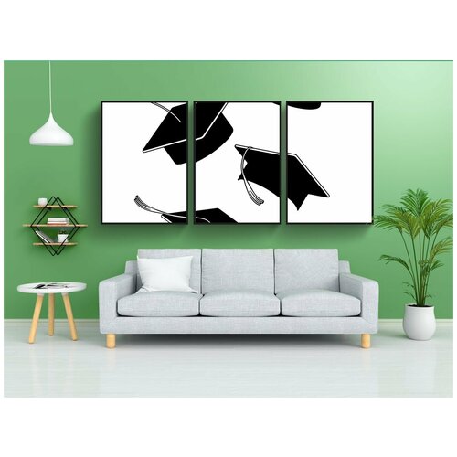 фото Набор модулных постеров для интерьера "шляпы, бросать, выпускной" 60x90 см. в тубусе, без рамки lotsprints