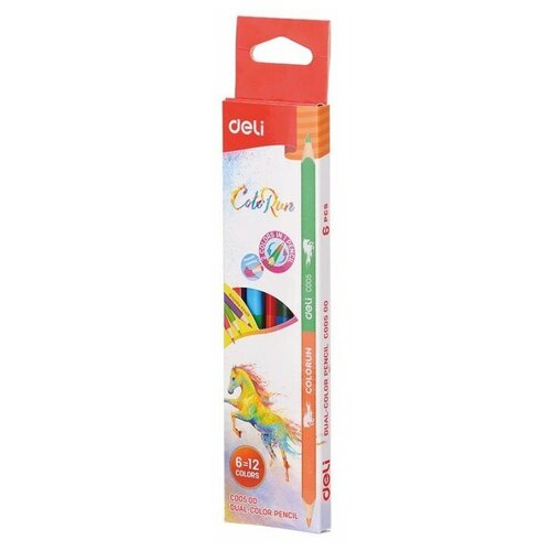 Deli Цветные карандаши двухсторонние ColoRun, 12 цветов (EC00500)