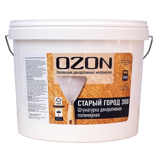 Декоративное покрытие OZON Штукатурка СТАРЫЙ ГОРОД 300, белый, 16 кг, 9 л