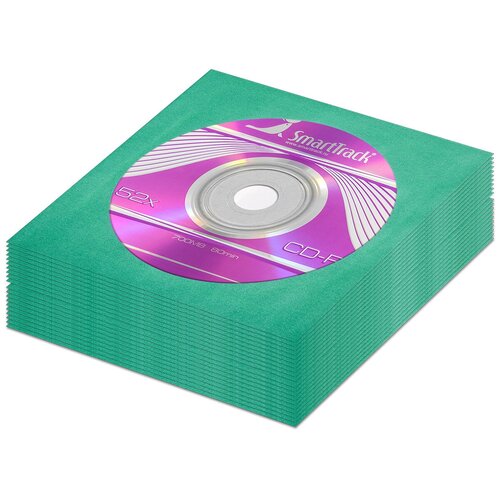Диск SmartTrack CD-R 700Mb 52x в бумажном конверте с окном, темно-бирюзовый, 10 шт.