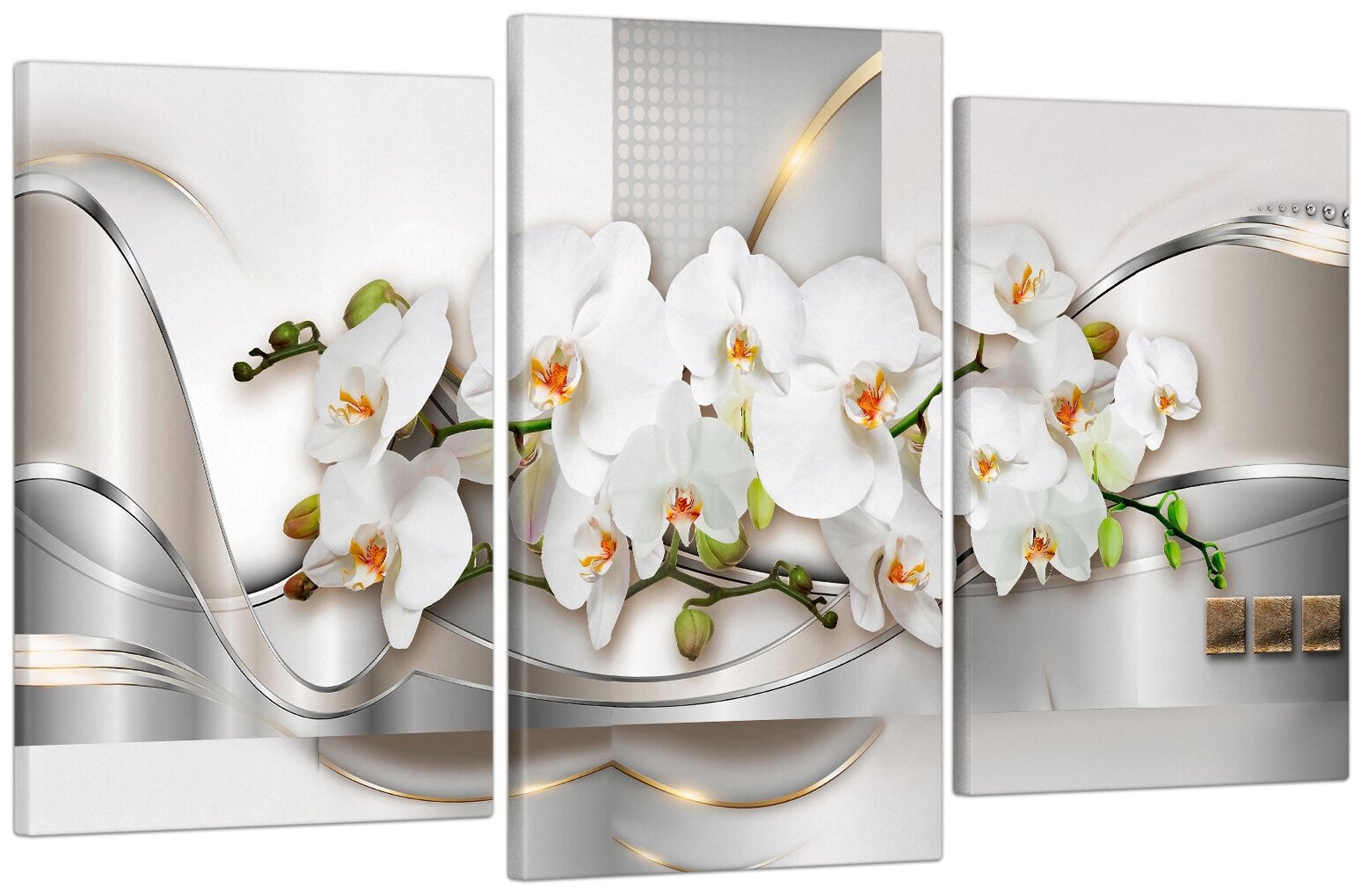 Модульная картина на стену, для интерьера "Ветка орхидеи" 53x100 см