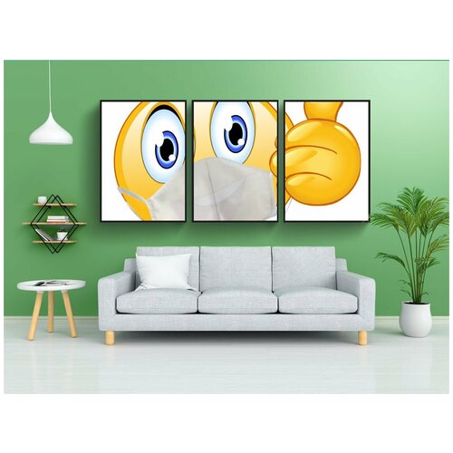 фото Набор модулных постеров для интерьера "каппы, смайлик, недурно" 60x90 см. в тубусе, без рамки lotsprints