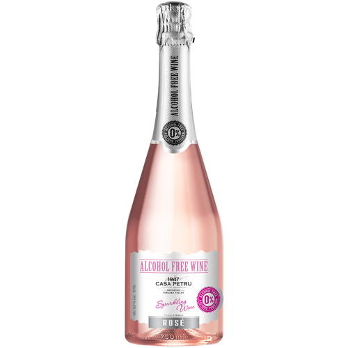 Вино 100% натуральное, безалкогольное «CASA PETRU Розе» розовое полусладкое, игристое (газированное), 0.750л, Молдавия