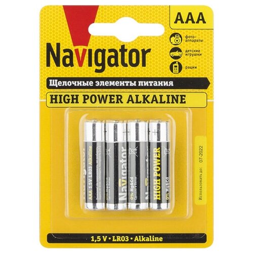 Батарейка Navigator AAA мизинчиковая LR03 1,5 В (4 шт.) батарейка videx aaa 4 шт