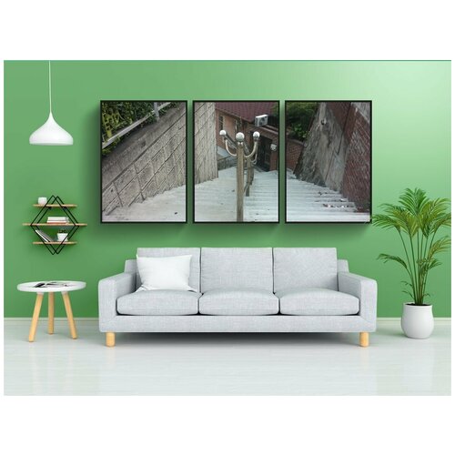 фото Набор модулных постеров для интерьера "сеул, город, серый" 60x90 см. в тубусе, без рамки lotsprints