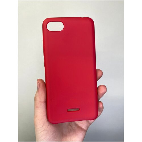 Силиконовый чехол с микрофиброй внутри Silicone cover для Xiaomi Redmi 6A малиновый