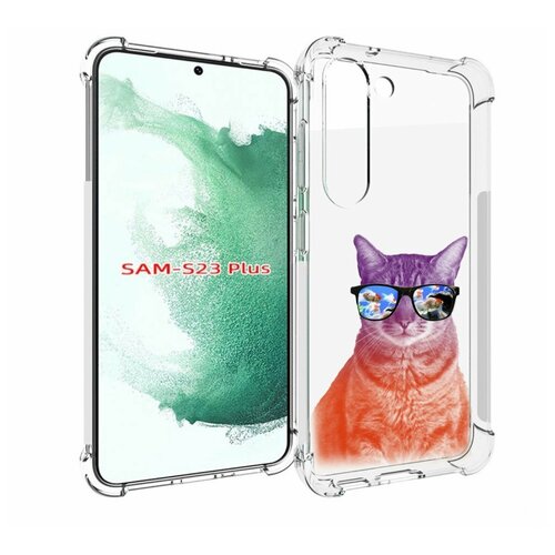 чехол mypads зимний кот для samsung galaxy s23 plus задняя панель накладка бампер Чехол MyPads крутой кот-2 для Samsung Galaxy S23 Plus + задняя-панель-накладка-бампер