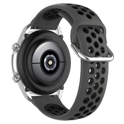 Силиконовый ремешок для часов Sаmsung Galaxy watch/Amazfit Pace/Stratos 1/2/2s/GTR 47 мм/Sport Watch, 22 мм, темно серый черным.