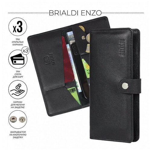 Мужской кожаный лонгер вертикальной формы BRIALDI Enzo BR48194KQ relief black