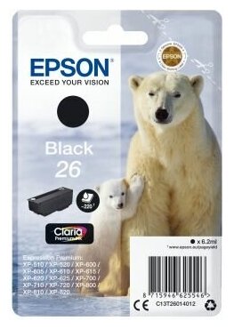 Картридж EPSON T26014012 new для XP-600/700/800 черный стандартный