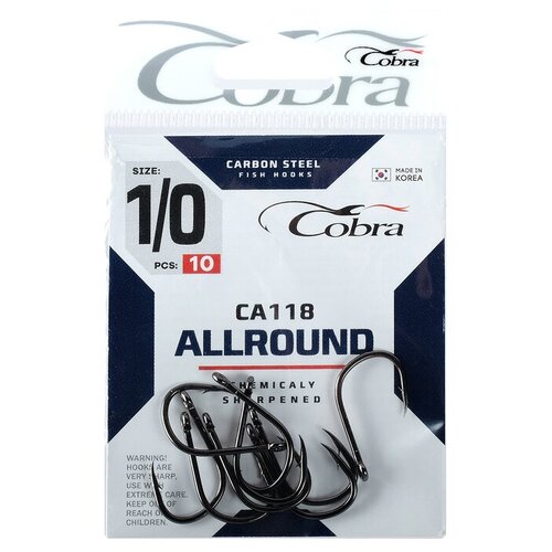 cobra крючки cobra allround серия ca118 2 10 шт COBRA Крючки Cobra ALLROUND CA118-1/0, 10 шт.