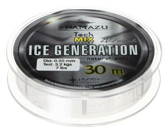 Леска Namazu Ice Generation, L-30 м, d-0.20 мм, test-3.20 кг, прозрачная