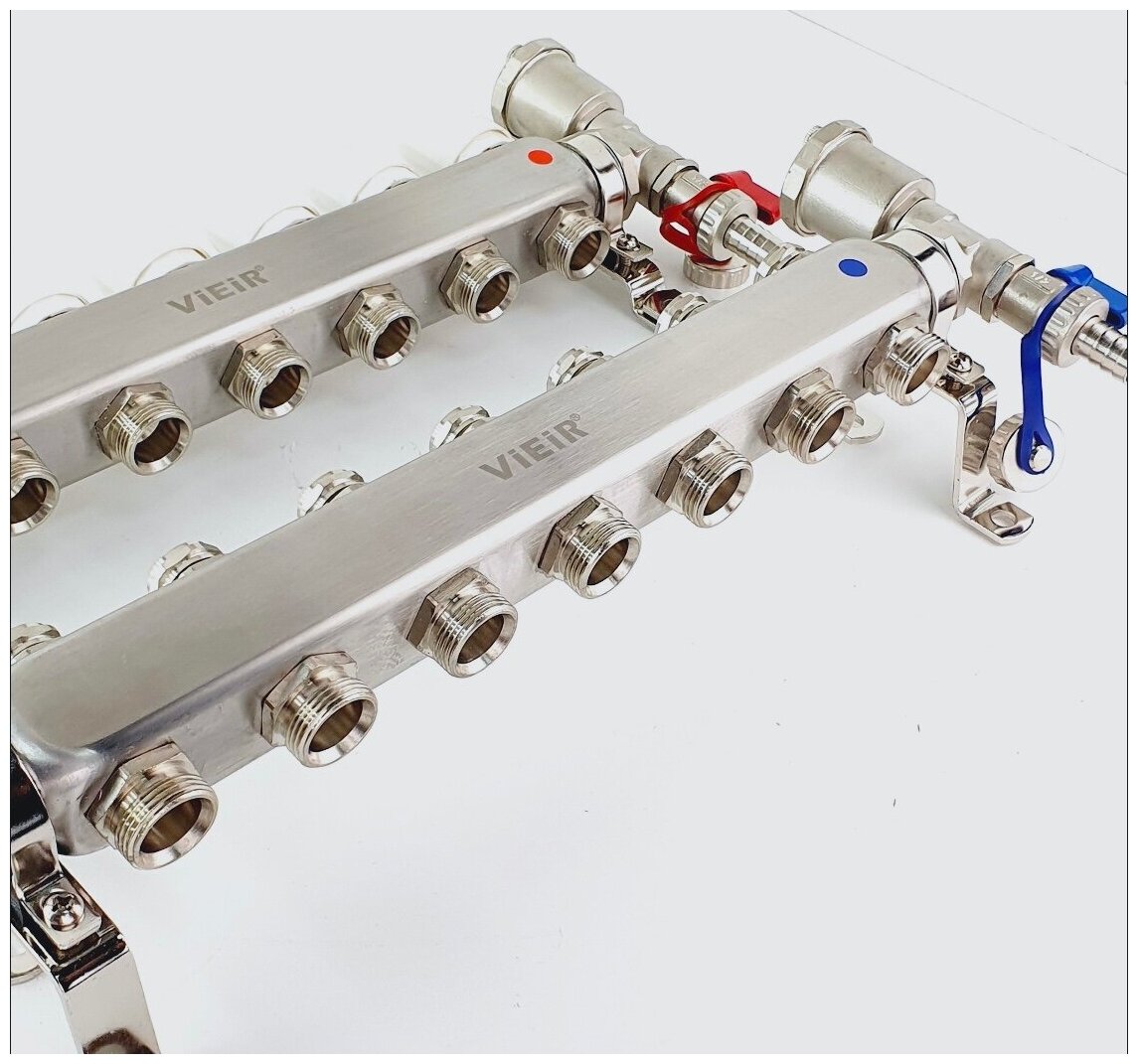 Коллекторная группа 7 выходов ViEiR нержавейка для радиаторов 1