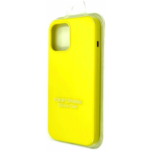фото Чехол накладка защитная soft touch для iphone 12 pro max желтая силиконовая накладка с бархатной подкладкой техномарт
