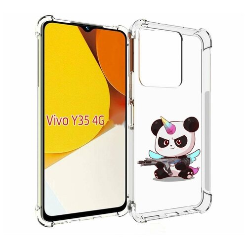 Чехол MyPads панда-единорог детский для Vivo Y35 4G 2022 / Vivo Y22 задняя-панель-накладка-бампер