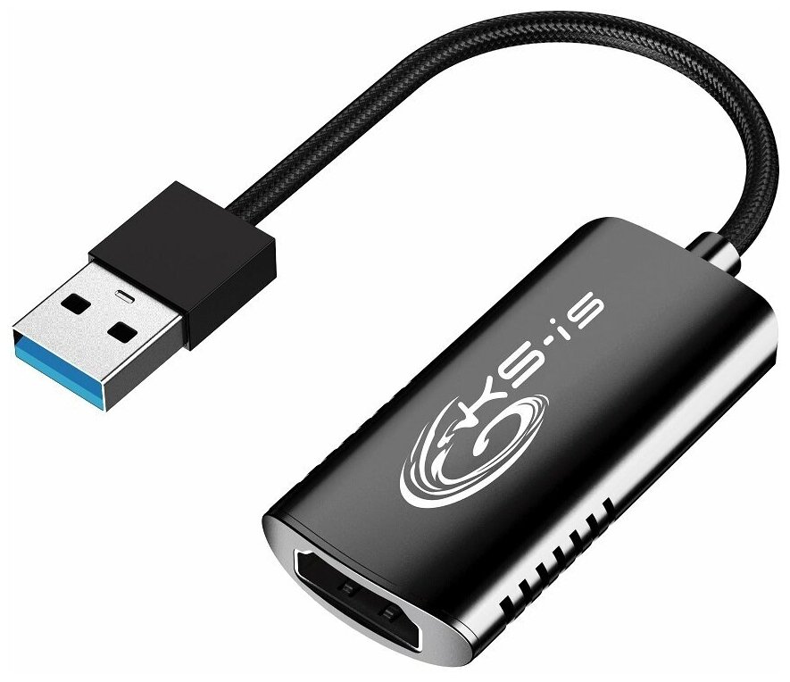Адаптер видеозахвата HDMI - USB 3.0 1080P с охлаждением нейлоновым кабелем и LED индикатором  KS-is