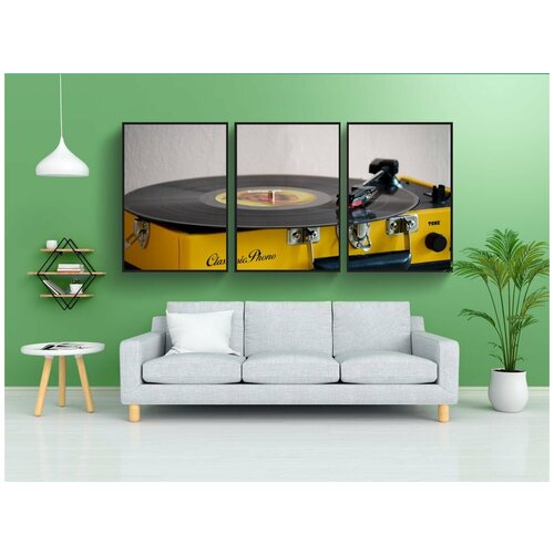 фото Набор модулных постеров для интерьера "граммофон, магнитофон, лв" 60x90 см. в тубусе, без рамки lotsprints