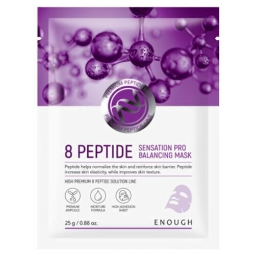 ENOUGH Тканевая маска для лица с пептидами 8 Peptide Sensation Pro Balancing Mask 10 уп. enough омолаживающая ампула с пептидами 8 peptide sensation pro balancing ampoule