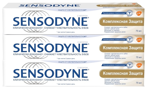 Зубная паста Sensodyne Комплексная Защита, 75 мл, 145 г, 3 шт.