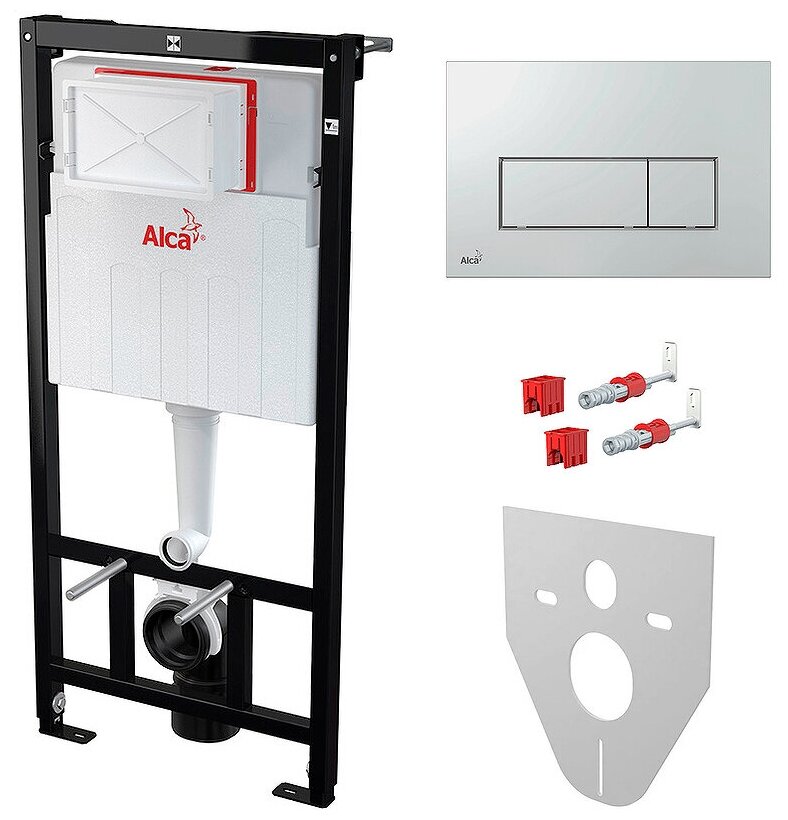 Инсталляция Alcaplast AM101/1120-4:1 RU M571-0001 для унитаза с клавишей смыва Хром глянец