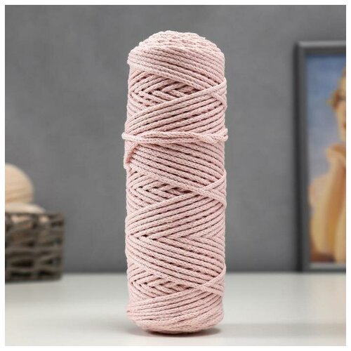 Купить Osttex Шнур для вязания без сердечника 100% хлопок, ширина 3мм 100м/200гр (2195 пудровый)