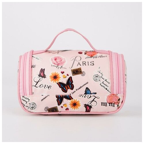 фото Косметичка на молнии, зеркало, цвет розовый