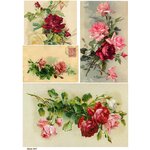 Рисовая бумага для декупажа А4 ультратонкая салфетка 0614 розы цветы винтаж крафт Milotto - изображение