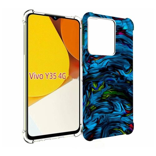 Чехол MyPads голубая краска в темноте для Vivo Y35 4G 2022 / Vivo Y22 задняя-панель-накладка-бампер