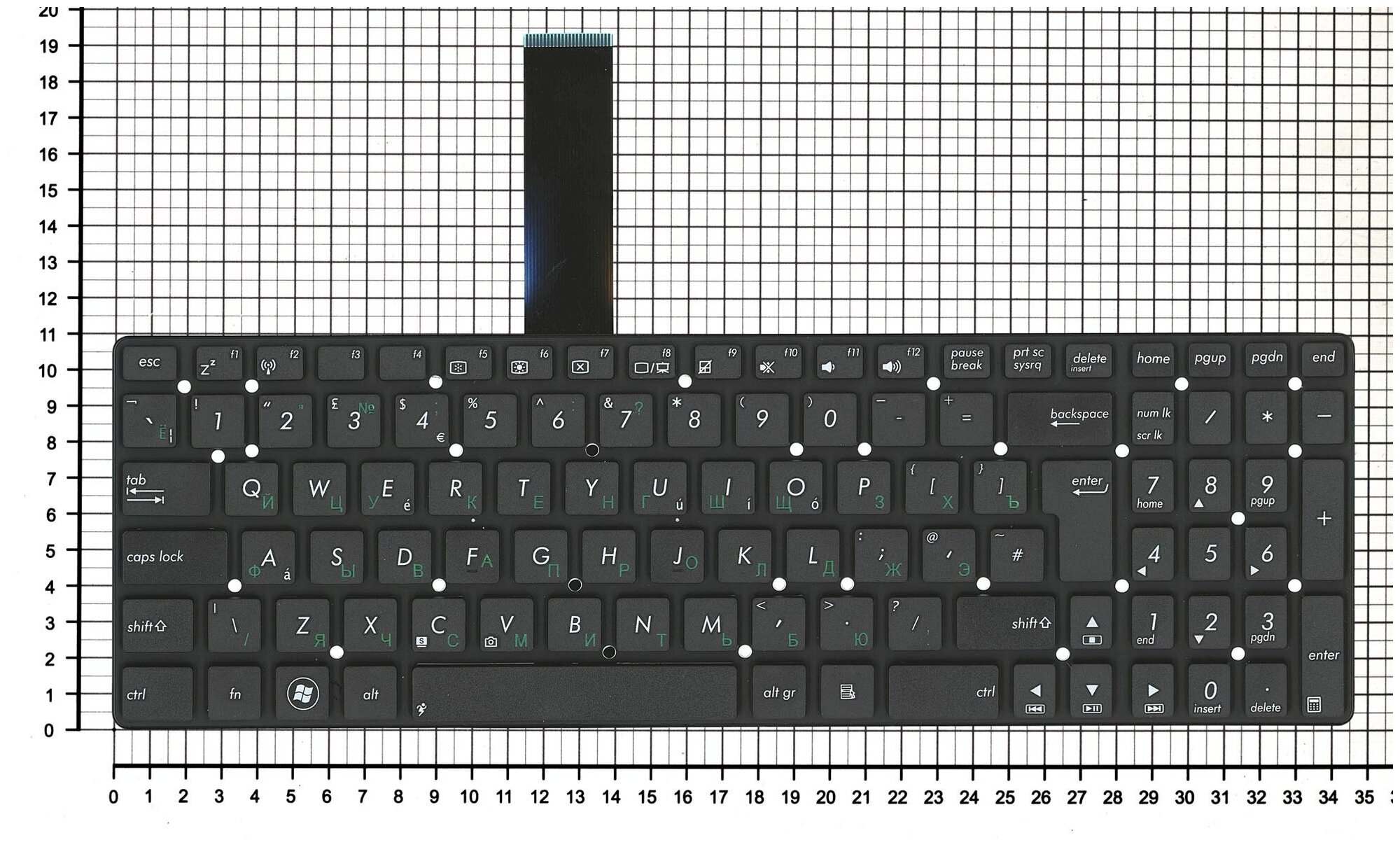 Клавиатура для ноутбука Asus 9J N2J8290R черная без рамки Г-образный Enter