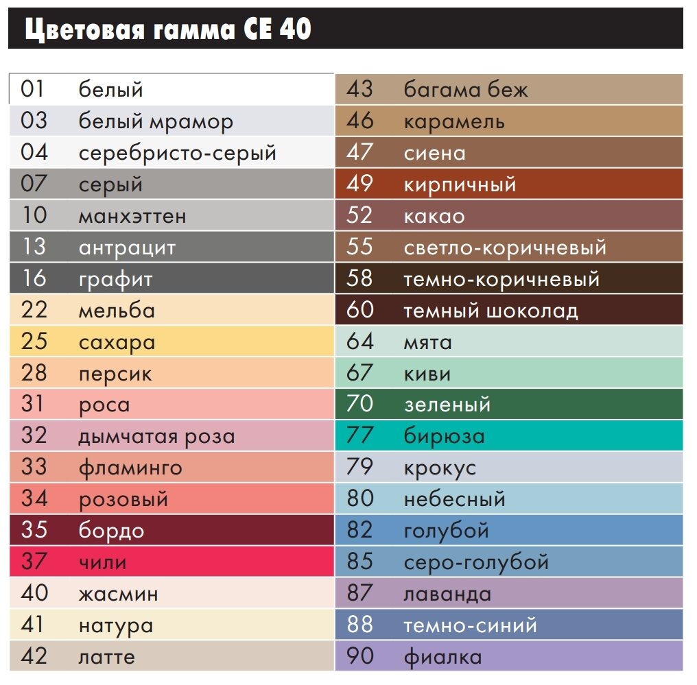 Затирка для плитки цветовая гамма
