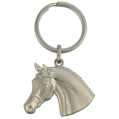 фото Брелок металлический 3d happyross "лошадь с уздечкой", серебряный, 40х35мм (германия)