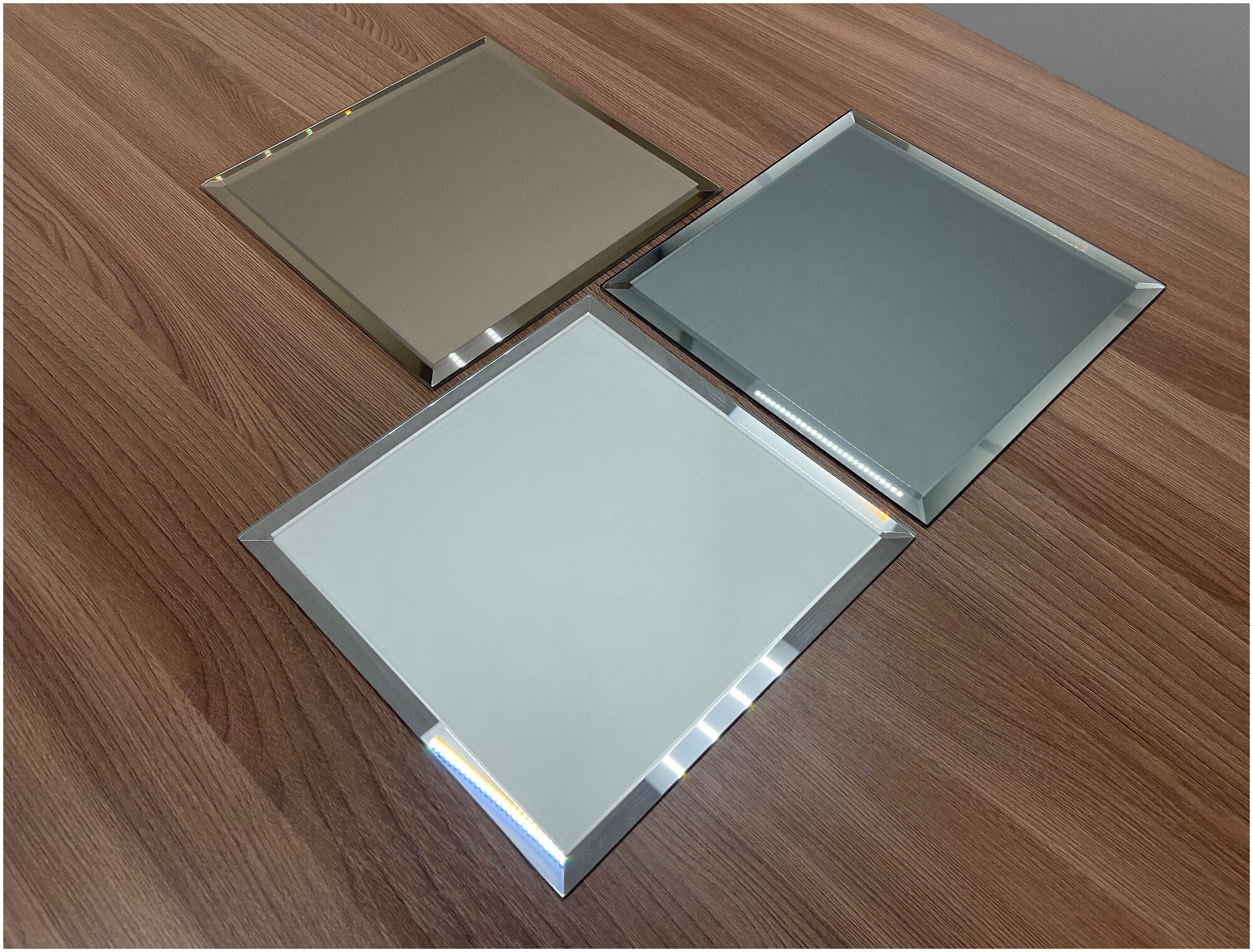 Зеркальная плитка ДСТ, панно на стену, квадрат серебро матовое, 5 шт. 18х18 см. - фотография № 5