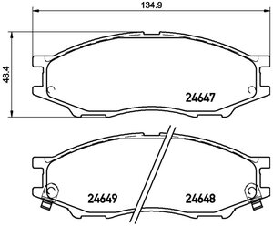 Дисковые тормозные колодки передние NISSHINBO NP2038 для Nissan (4 шт.)