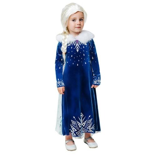 фото Карнавальный костюм «эльза зимнее платье», платье с накидкой, парик, р.32, рост 122 см qwen