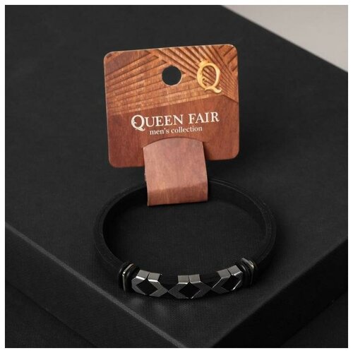 фото Жесткий браслет queen fair, металл, 1 шт., размер 22 см, черный, серебряный