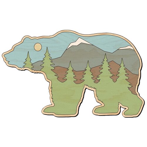 Чертеж, Панно, набор для творчества, Медведь, DXF на ЧПУ лазер