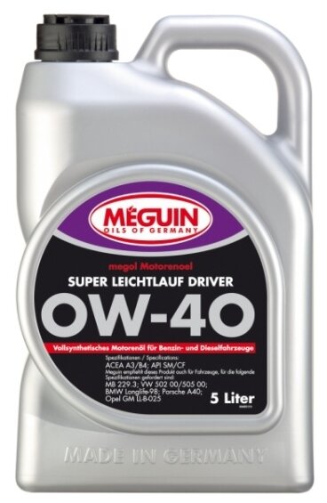 4895 Meguin Синтетическое моторное масло Megol Motorenoel Super Leichtlauf Driver 0W-40 (5л)