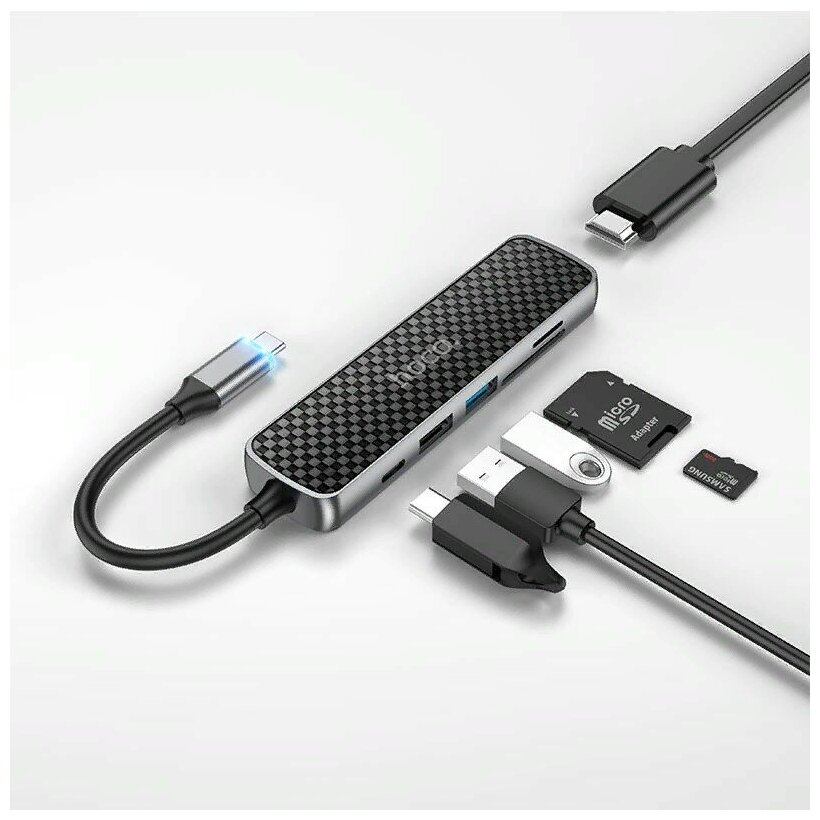 USB-концентратор Type-C Хаб Hub HB24 Easy display HDMI USB30 USB20 SD TF MicroSD PD