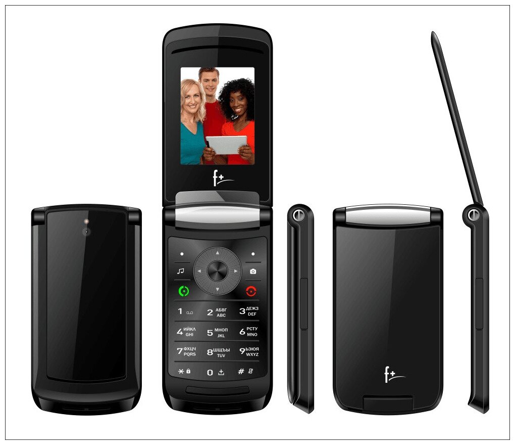 Мобильный телефон F+ Flip2 Black, 2.4 240х320, 32MB RAM