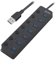 USB-HUB Perfeo 7 Port, 3.0 (PF-H037 Black) чёрный