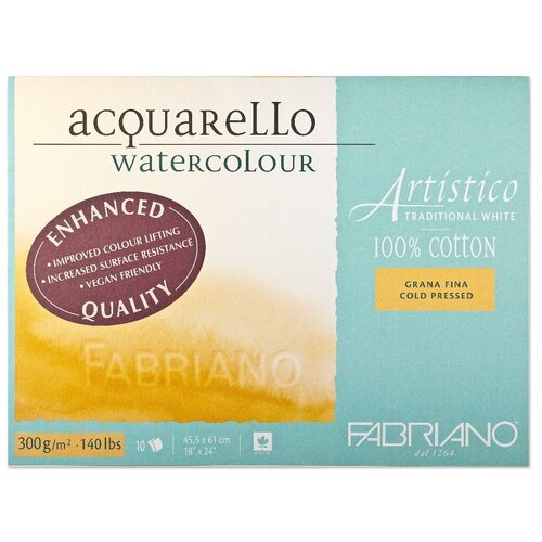 Блок для акварели Fabriano Artistico Traditional White 300г/м. кв 45x61см Фин 10 листов склейка по 4 сторонам